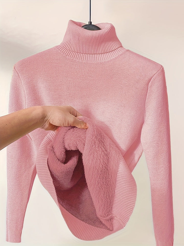 Arvina | Damen Rollkragen Pullover mit Fleecefutter - Camel - Image 30