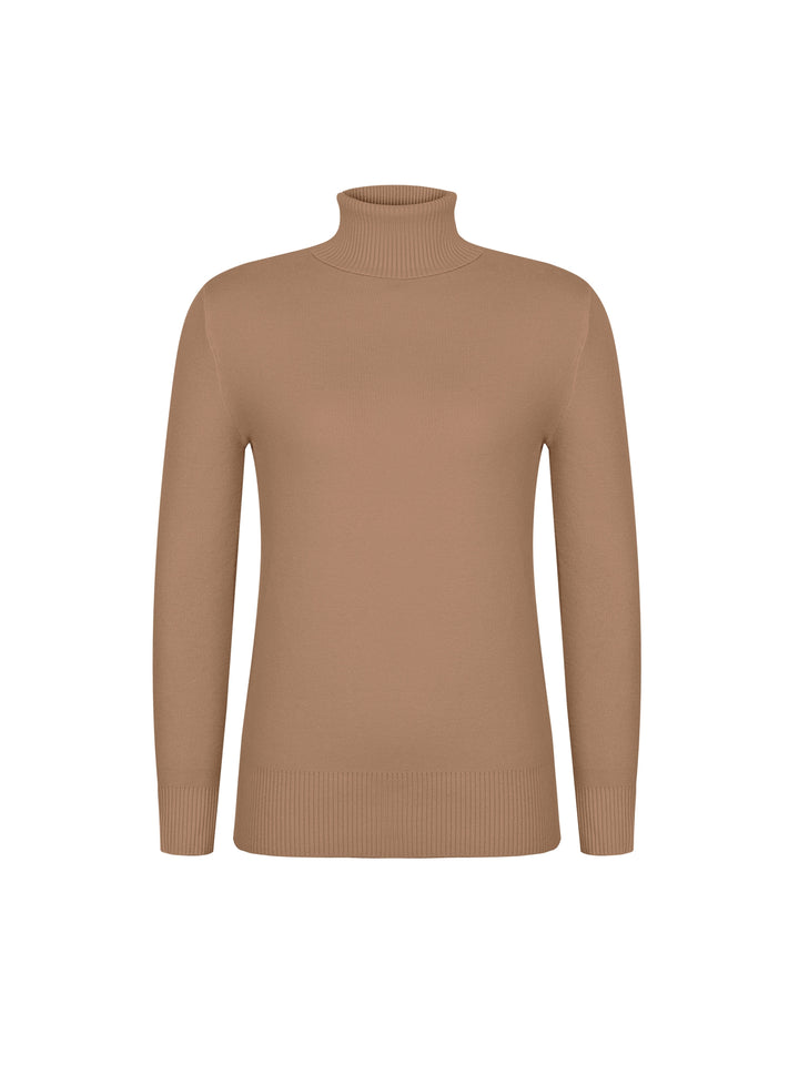 Arvina | Damen Rollkragen Pullover mit Fleecefutter - Camel - Image 4