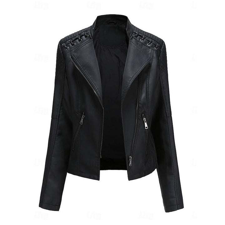 Astrid | Damen Bikerjacke Schwarz Lederjacke - Black - Image 1