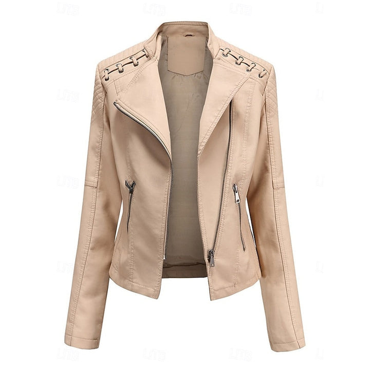 Astrid | Damen Bikerjacke Schwarz Lederjacke - Black - Image 10