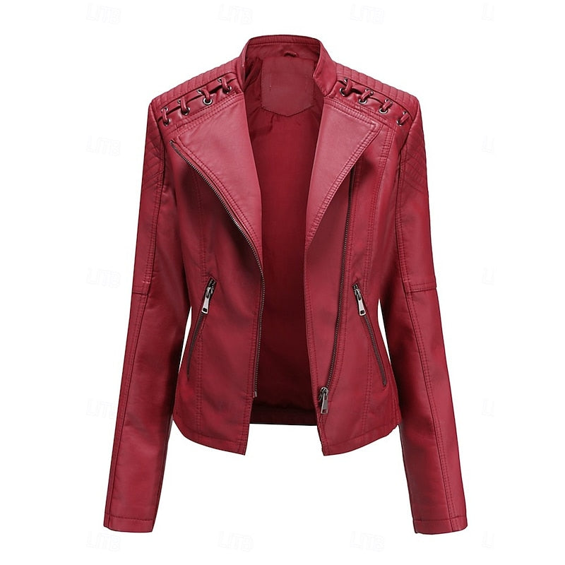 Astrid | Damen Bikerjacke Schwarz Lederjacke - Black - Image 11