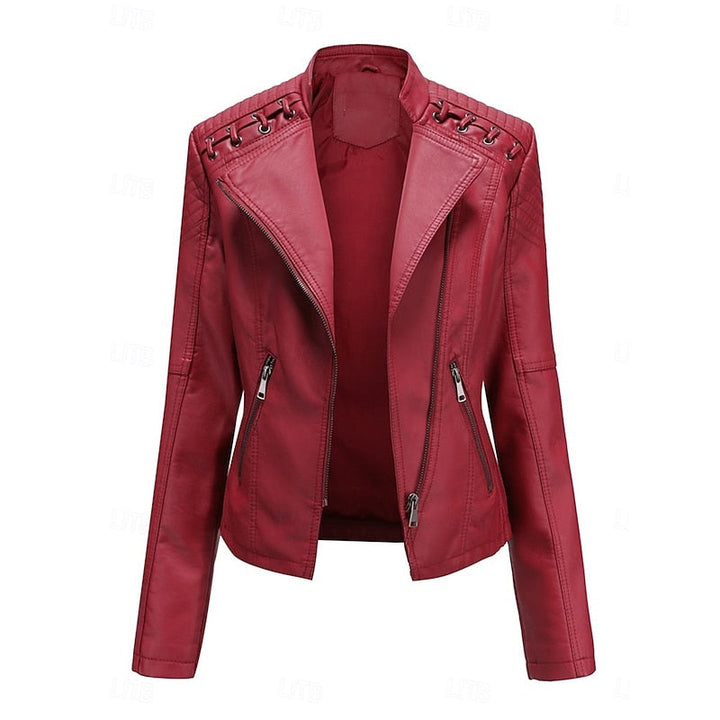 Astrid | Damen Bikerjacke Schwarz Lederjacke - Black - Image 11