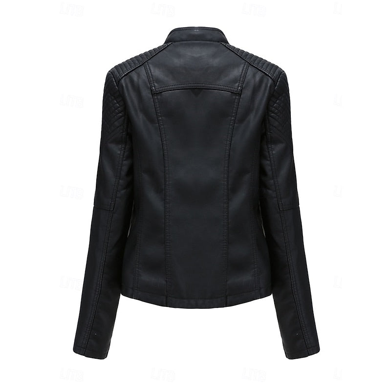 Astrid | Damen Bikerjacke Schwarz Lederjacke - Black - Image 2