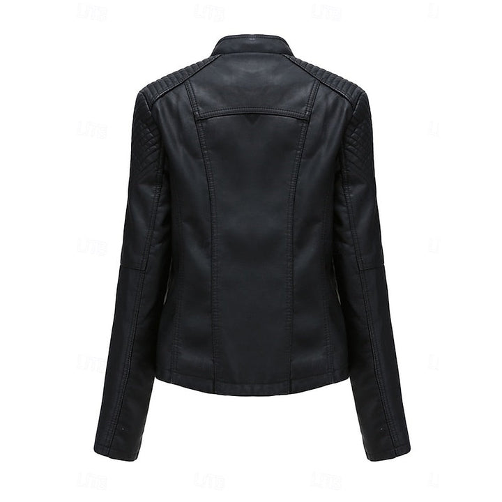 Astrid | Damen Bikerjacke Schwarz Lederjacke - Black - Image 2