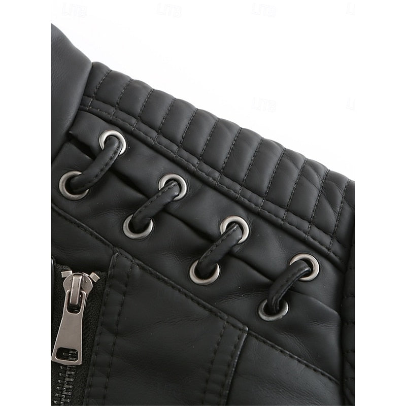 Astrid | Damen Bikerjacke Schwarz Lederjacke - Black - Image 9