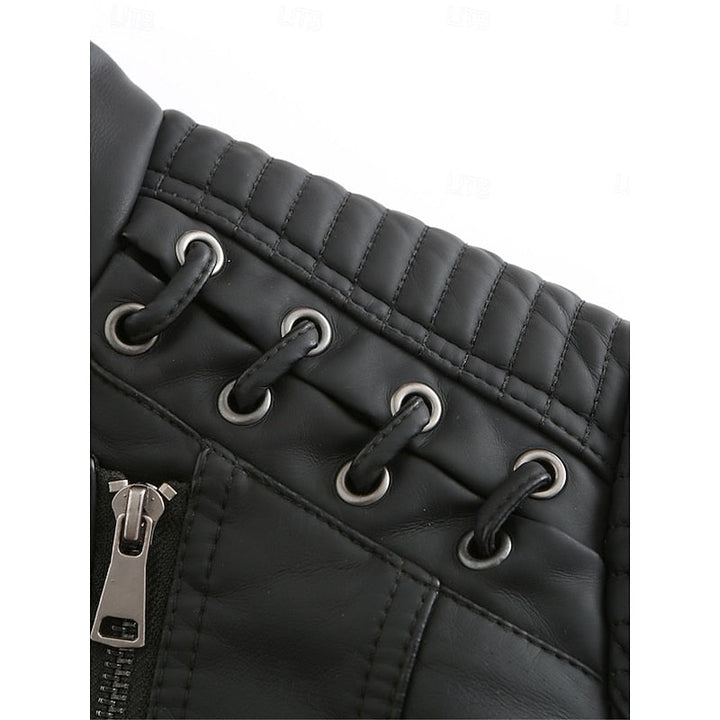Astrid | Damen Bikerjacke Schwarz Lederjacke - Black - Image 9