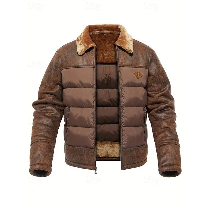 Baldric | Herren Winterjacke Gefüttert Fellkragen - Brown - Image 1