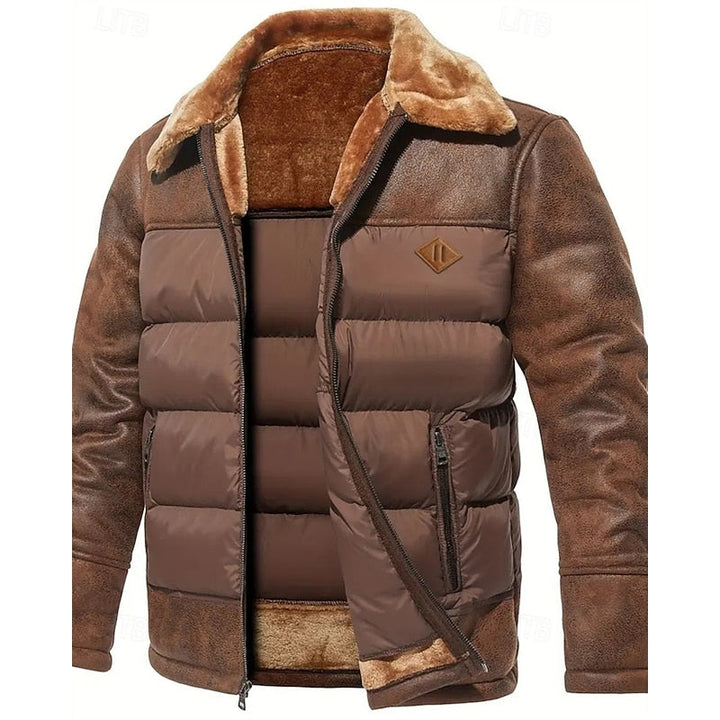 Baldric | Herren Winterjacke Gefüttert Fellkragen - Brown - Image 2