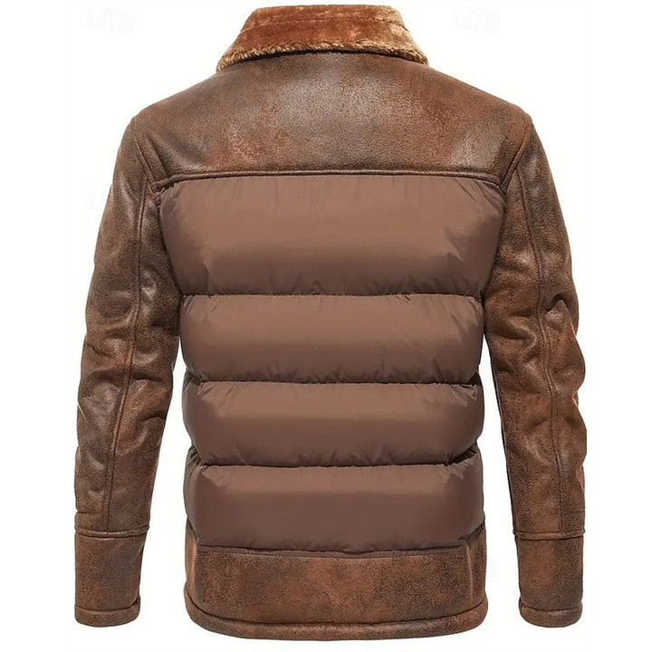 Baldric | Herren Winterjacke Gefüttert Fellkragen - Brown - Image 3