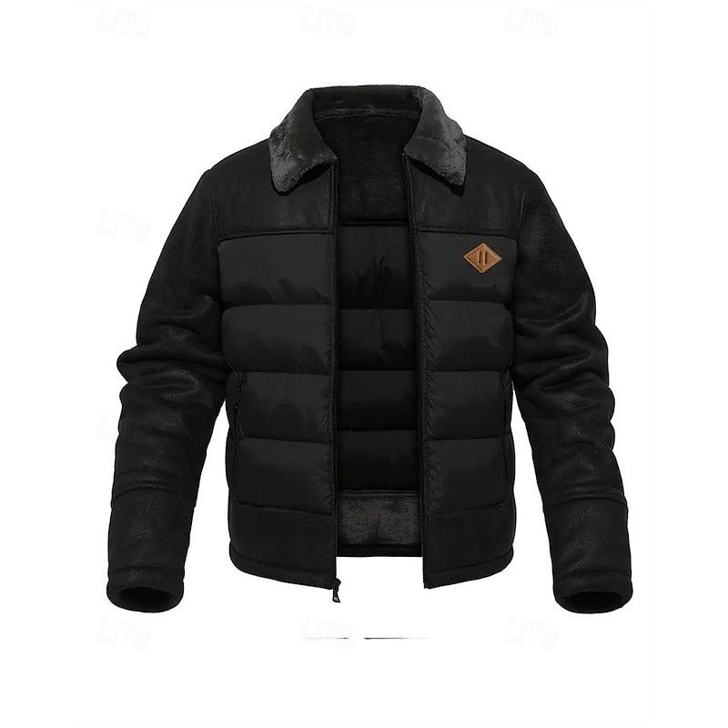 Baldric | Herren Winterjacke Gefüttert Fellkragen - Brown - Image 6
