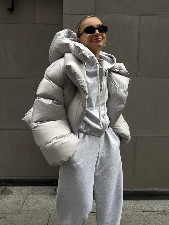 Belvaine | Damen Oversized Winterjacke mit Kapuze - Image 4