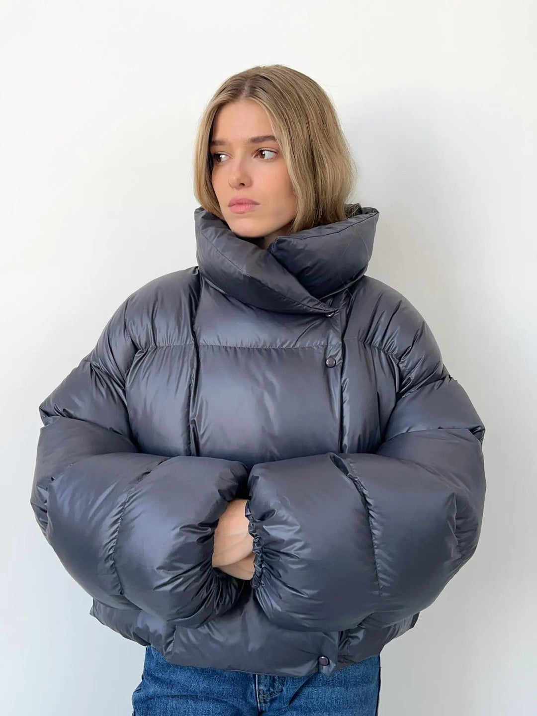 Belvaine | Damen Oversized Winterjacke mit Kapuze - Image 6