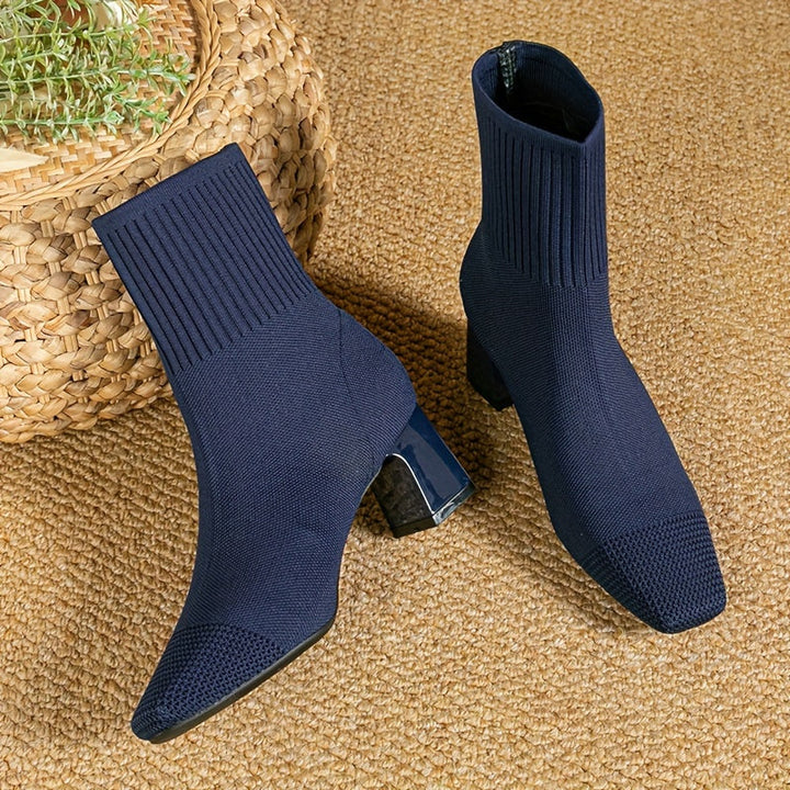 Belvinde | Damen Stiefeletten mit Blockabsatz - Navy - Image 1