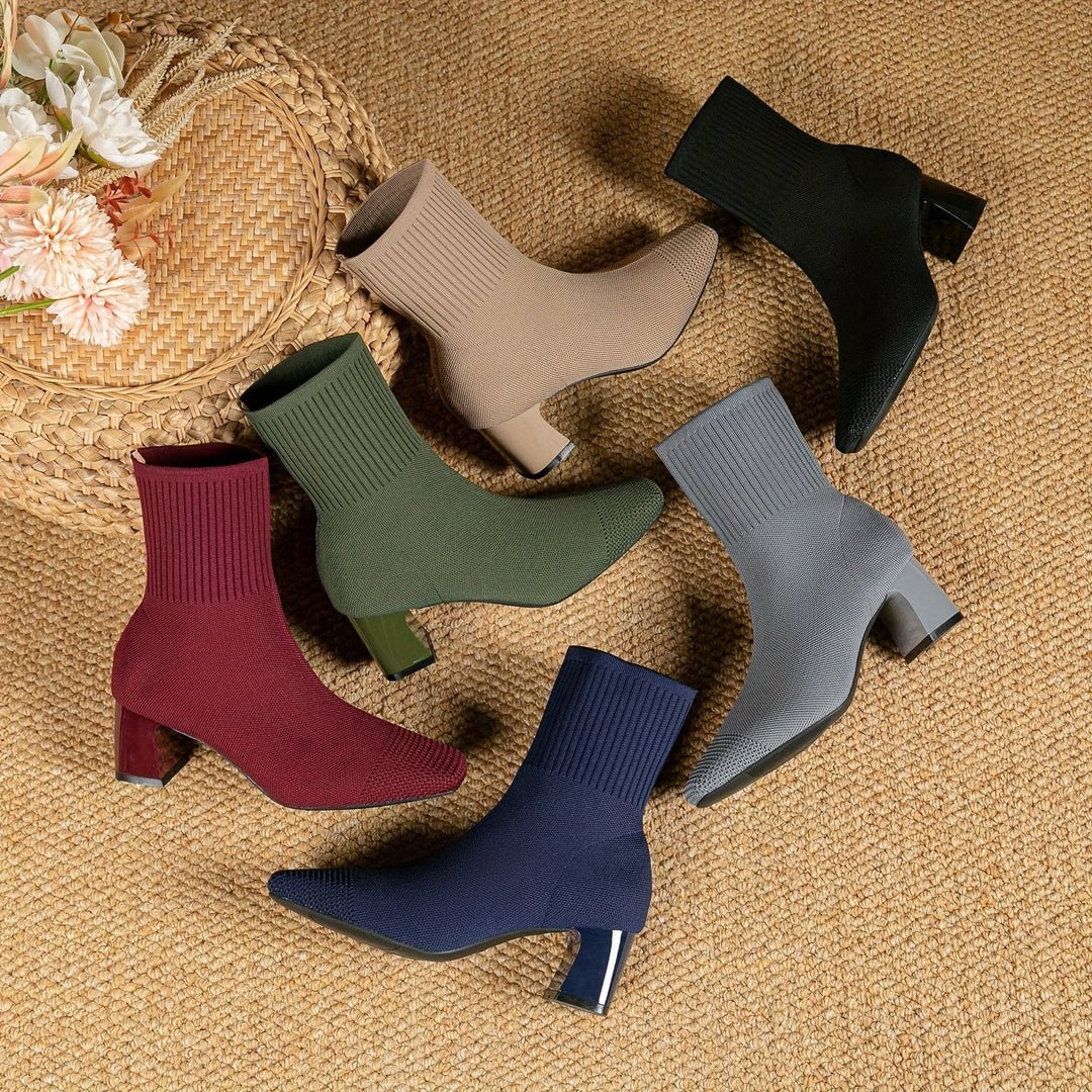 Belvinde | Damen Stiefeletten mit Blockabsatz - Navy - Image 3