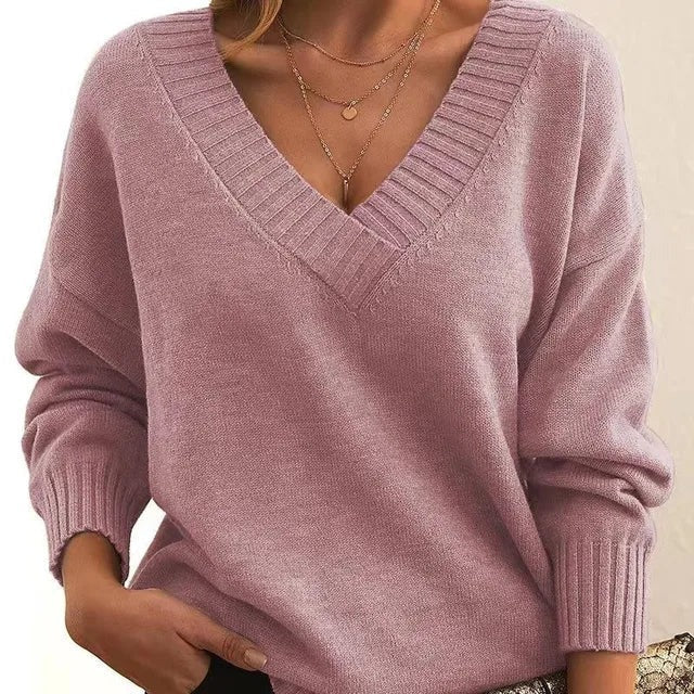 Belvora | Damen Pullover V-Ausschnitt Strickpulli - Image 11