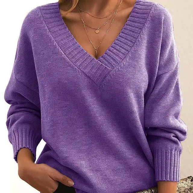 Belvora | Damen Pullover V-Ausschnitt Strickpulli - Image 3