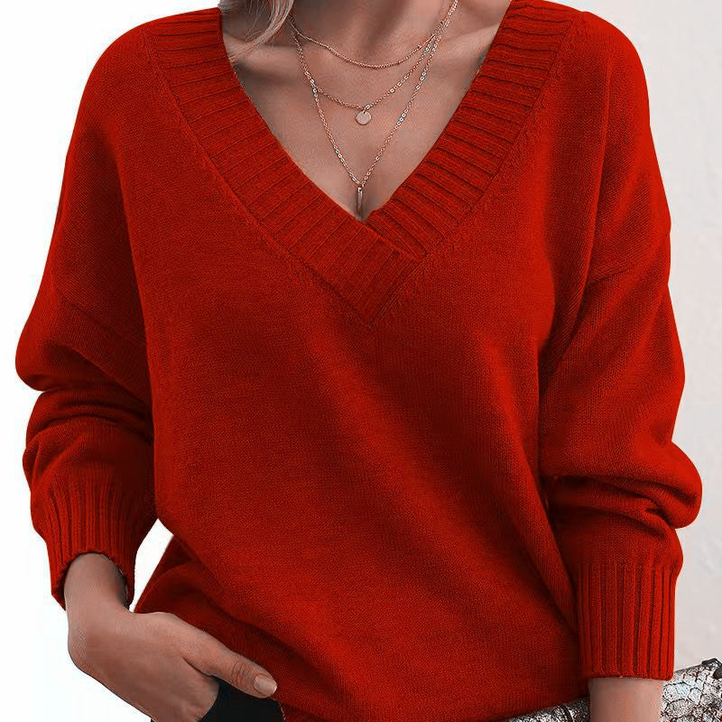 Belvora | Damen Pullover V-Ausschnitt Strickpulli - Image 5