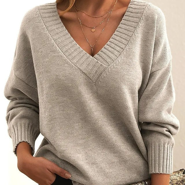 Belvora | Damen Pullover V-Ausschnitt Strickpulli - Image 6