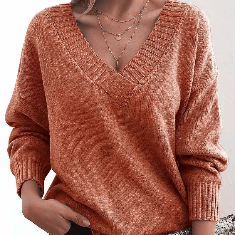 Belvora | Damen Pullover V-Ausschnitt Strickpulli - Image 9