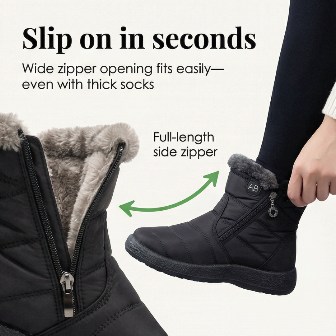 Bervild | Damen Stiefeletten Wasserdicht Winterstiefel - Black - Image 4