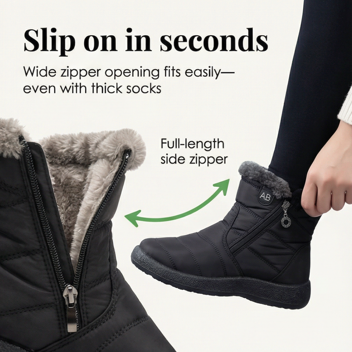 Bervild | Damen Stiefeletten Wasserdicht Winterstiefel - Black - Image 4