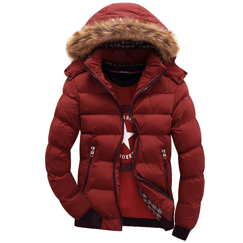 Bjorvane | Herren Winterjacke Steppjacke mit Kapuze - Red - Image 1