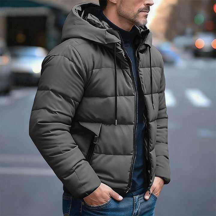 Borwin | Herren Steppjacke mit Kapuze Winterjacke - Dark Grey - Image 1