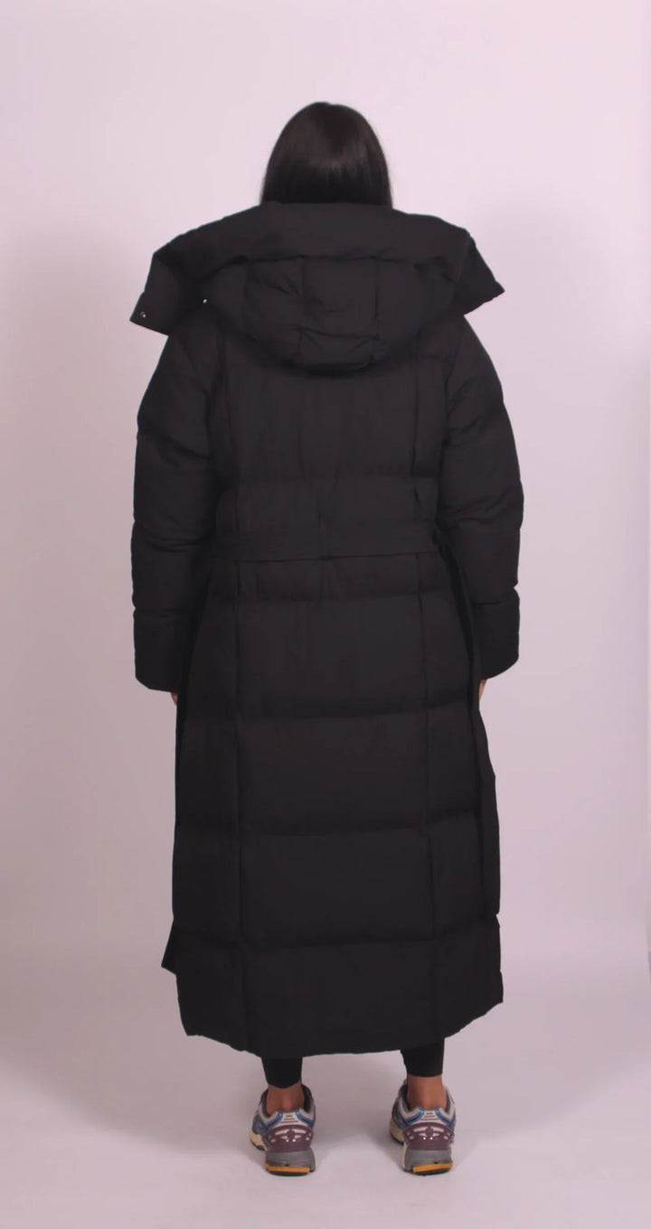 Branka | Damen Lange Winterjacke mit Kapuze - Dark Brown - Image 3