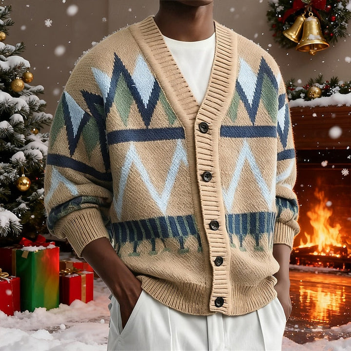 Brendolf | Herren Strickjacke Geometrisches Muster - Image 1
