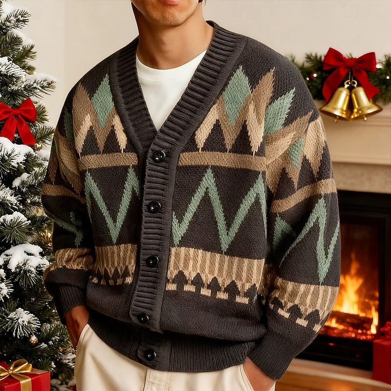 Brendolf | Herren Strickjacke Geometrisches Muster - Image 2