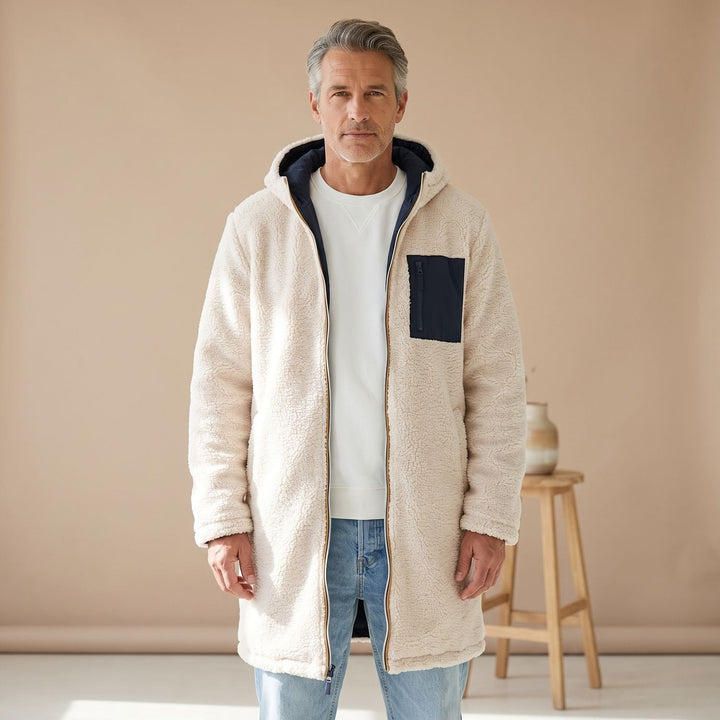 Brenulf | Herren Wintermantel Sherpa-Fleece Wendemantel - Cream - Image 1