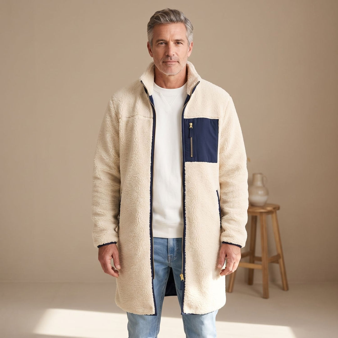 Brenulf | Herren Wintermantel Sherpa-Fleece Wendemantel - Cream - Image 2