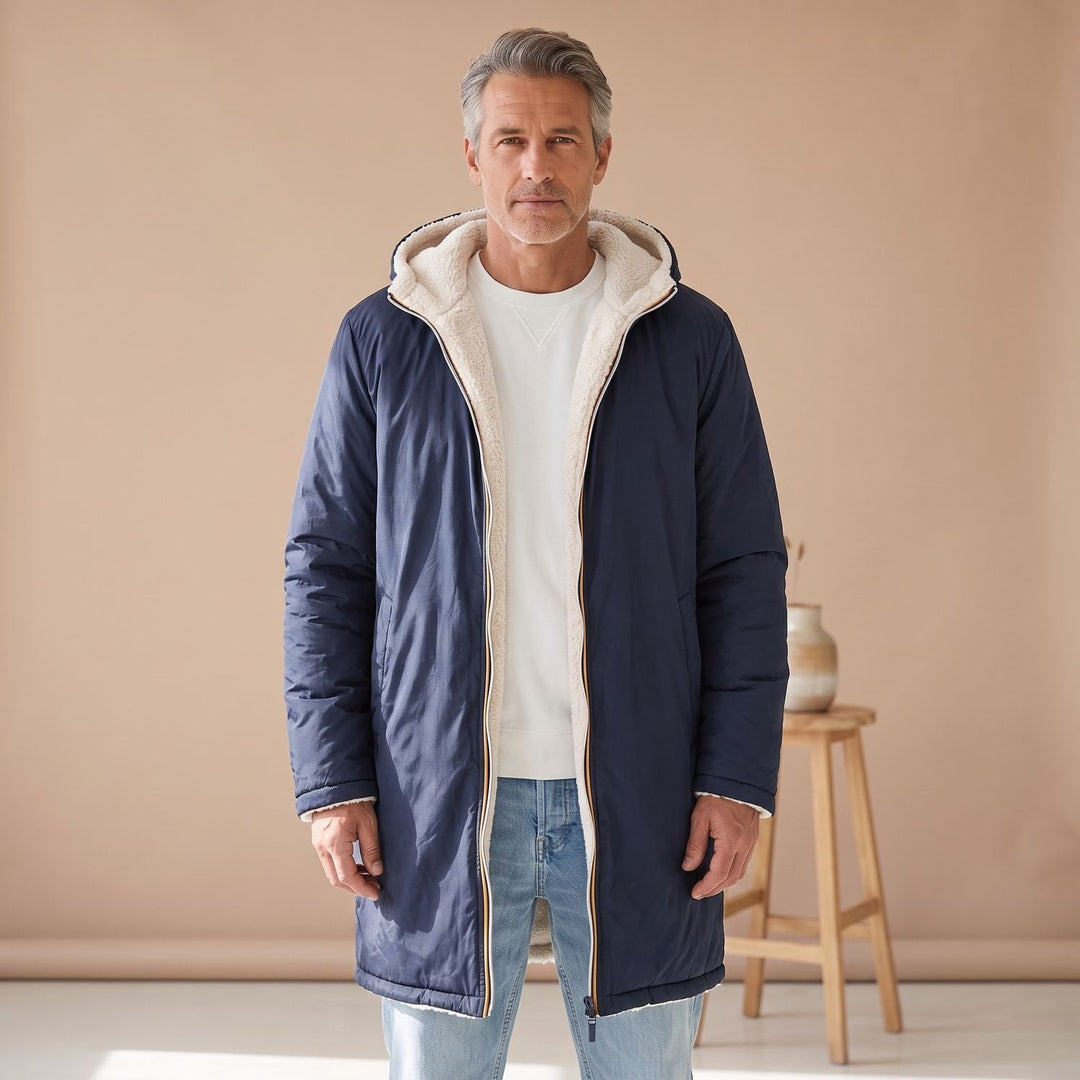 Brenulf | Herren Wintermantel Sherpa-Fleece Wendemantel - Cream - Image 5