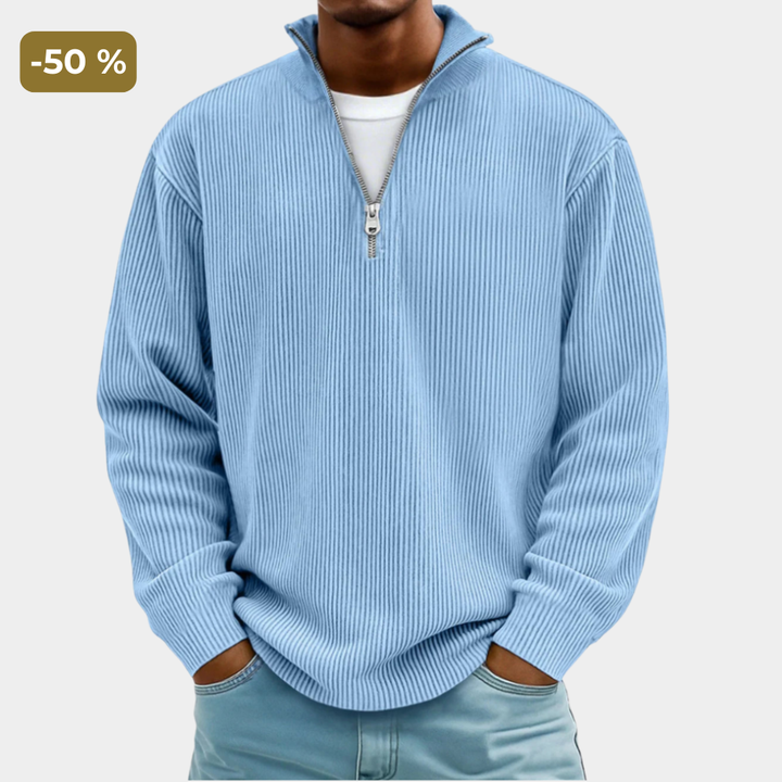 Brenvik | Herren Strickpullover mit Halbzip - Light Blue - Image 1