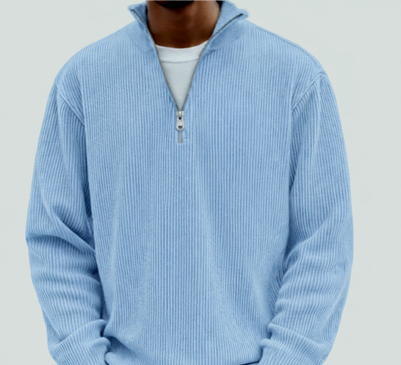 Brenvik | Herren Strickpullover mit Halbzip - Light Blue - Image 11
