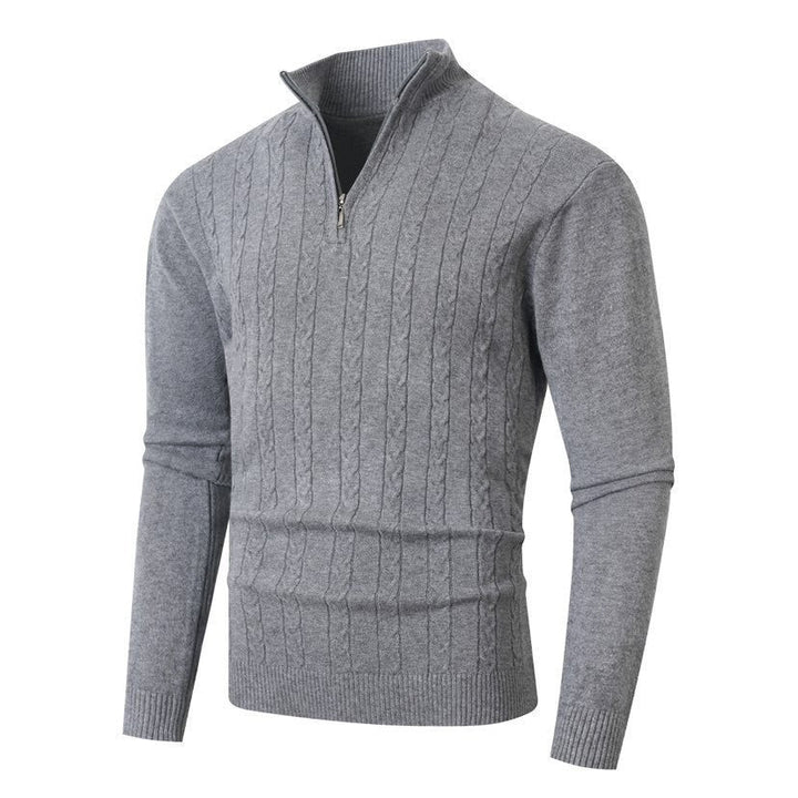 Brenvik | Herren Strickpullover Zopfmuster Reißverschluss - Grey - Image 1