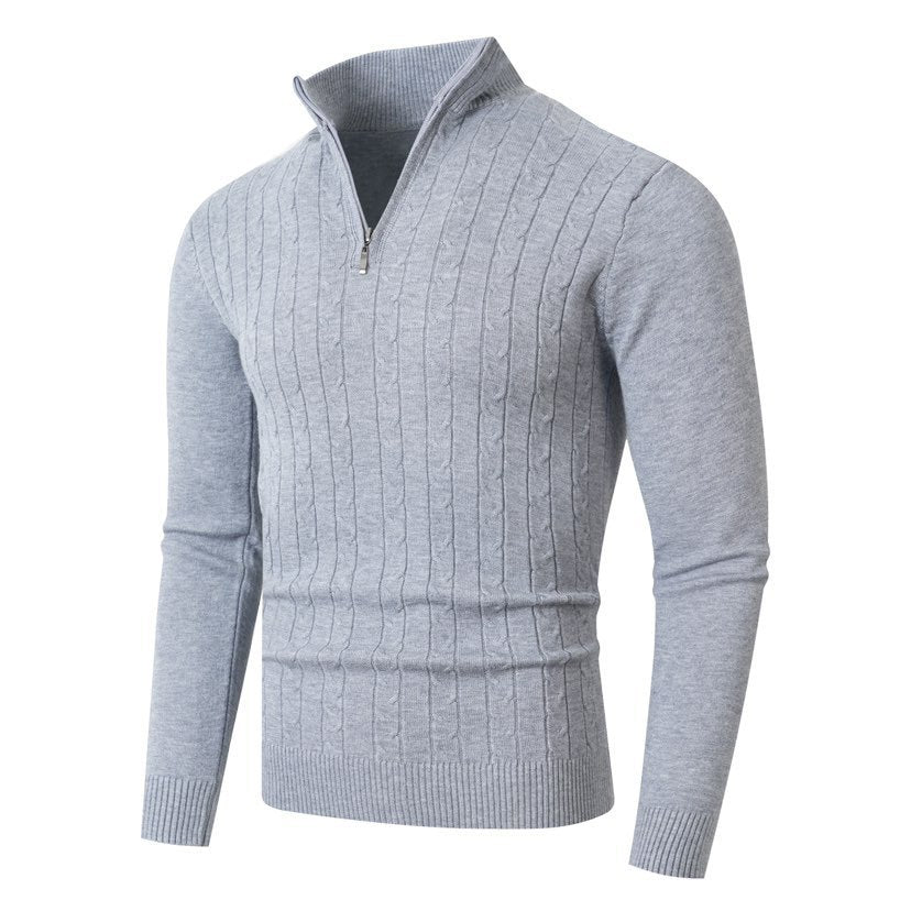 Brenvik | Herren Strickpullover Zopfmuster Reißverschluss - Grey - Image 2