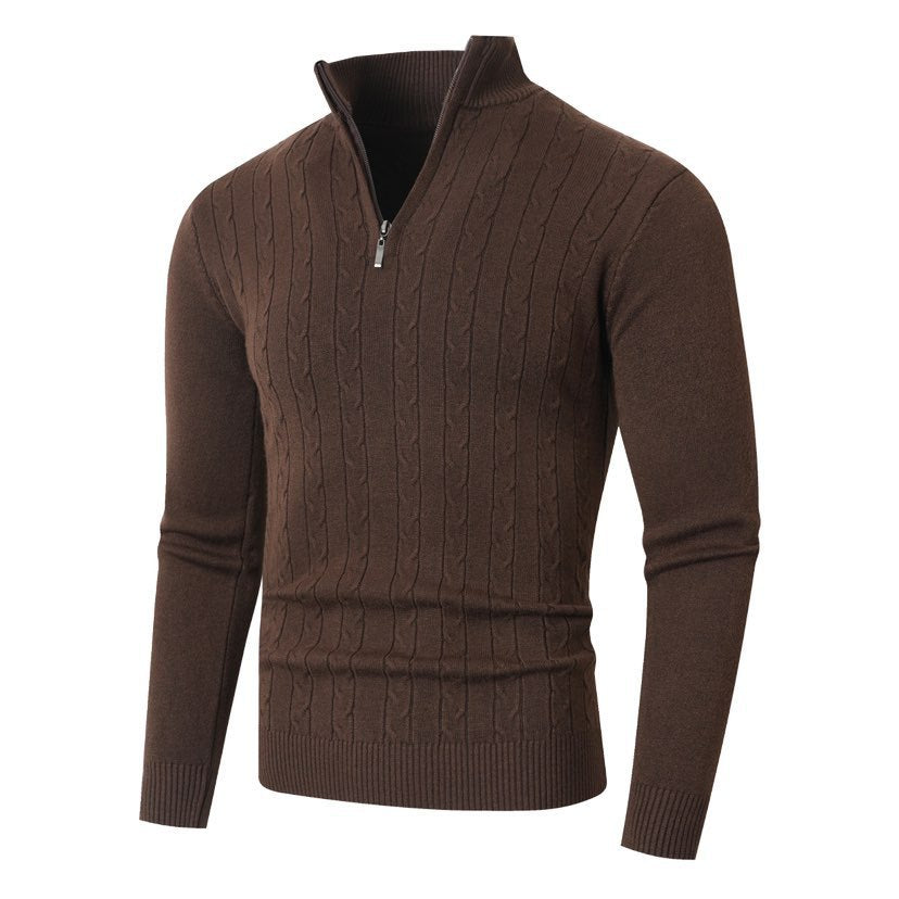 Brenvik | Herren Strickpullover Zopfmuster Reißverschluss - Grey - Image 3