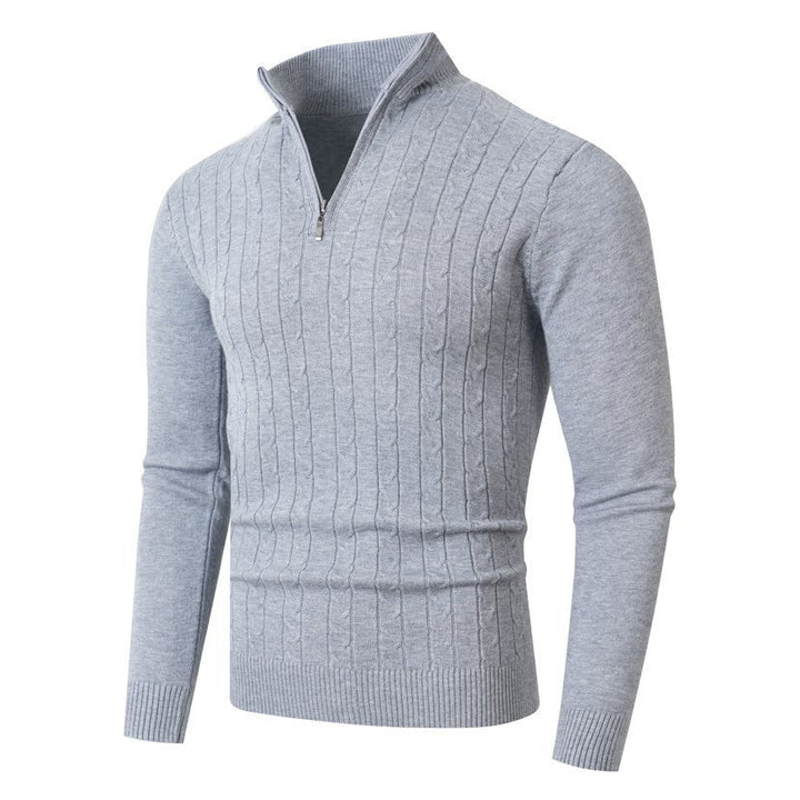 Brenvik | Herren Strickpullover Zopfmuster Reißverschluss - Grey - Image 7
