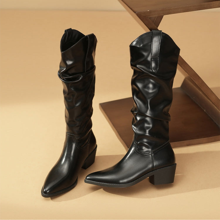 Brenvika | Damen Kniehohe Stiefel Slouch Blockabsatz - Image 16