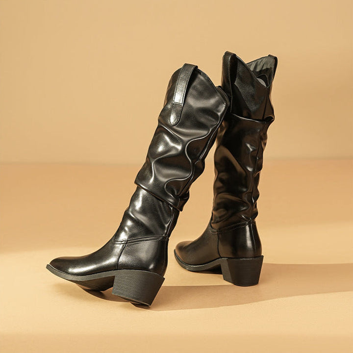 Brenvika | Damen Kniehohe Stiefel Slouch Blockabsatz - Image 17