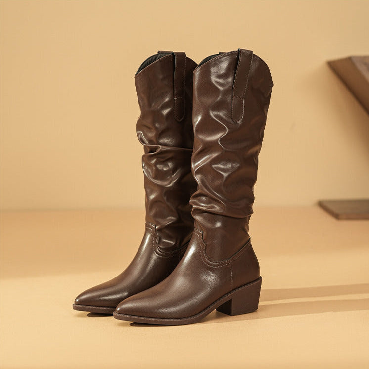 Brenvika | Damen Kniehohe Stiefel Slouch Blockabsatz - Image 7