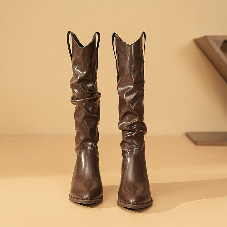 Brenvika | Damen Kniehohe Stiefel Slouch Blockabsatz - Image 8