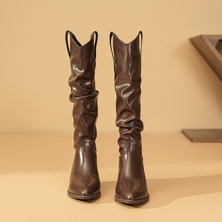 Brenvika | Damen Kniehohe Stiefel Slouch Blockabsatz - Image 8
