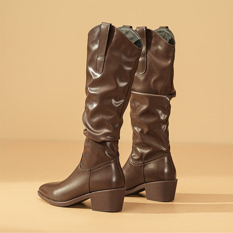 Brenvika | Damen Kniehohe Stiefel Slouch Blockabsatz - Image 9