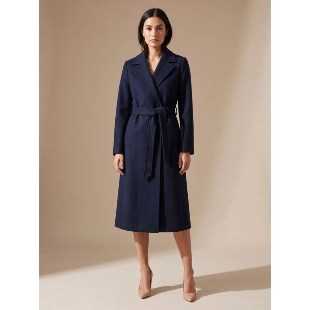 Brenvike | Damen Langer Wintermantel Marineblau - Navy - Image 2