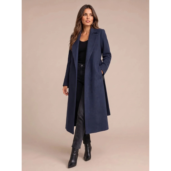 Brenvike | Damen Langer Wintermantel Marineblau - Navy - Image 3