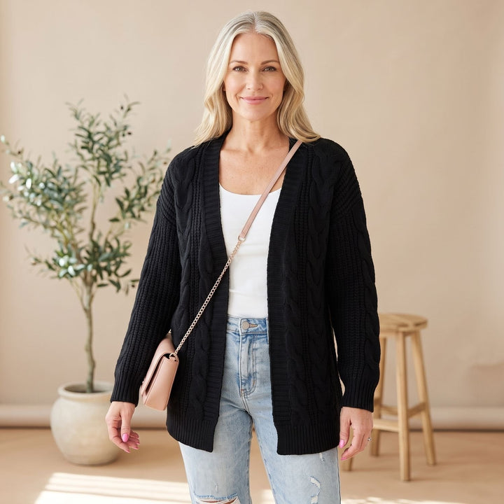 Brenvike | Damen Strickjacke Offen Oversize Grobstrick - Light Pink - Image 2