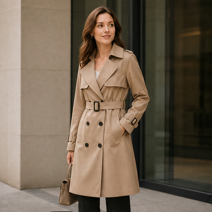 Brenvike | Damen Wintermantel Trenchcoat Midi - Camel - Image 1