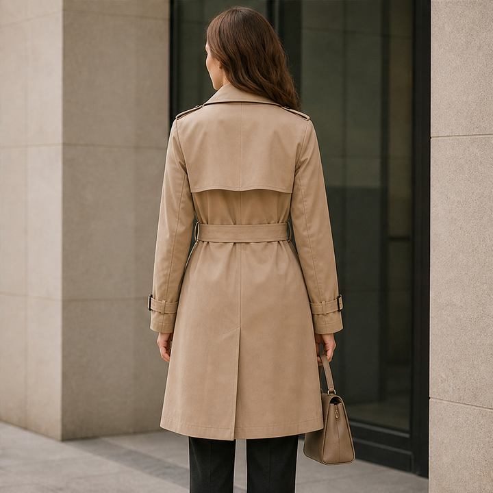 Brenvike | Damen Wintermantel Trenchcoat Midi - Camel - Image 4